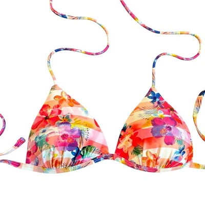 Corbata de bikini acolchada triángulo tropical floral estampado multicolor OP para mujer S Foto 1 de 4