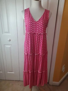 Maxi Vestido J Crew Para Mujer Talla 8 Rosa Blanco Ditsy Floral Volantes en Niveles - Imagen 1 de 18