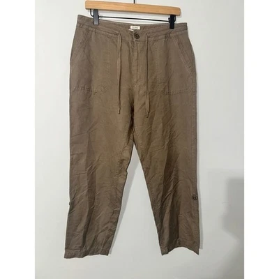 L.L.Bean Womens Linen Blend Brown Casual Drawstring Pants Size M Petite - Image 1 of 4