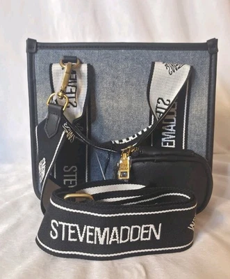 Denim BWebber-D Satchel /Cross Body Purse By Steve Madden NWT - Image 1 of 4