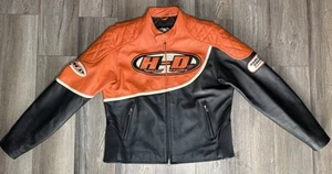 Harley Davidson Mens Speed Leather Motorcycle Jacket Orange Black size XL - Picture 1 of 15