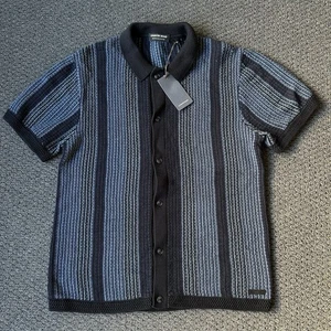 Country Road Men’s Striped Knitted Button Up Shirt Size L Men’s Blue NWT’s - Bild 1 von 10