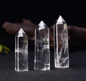 Varita mineral de cristal curativo obelisco meditación punto torre cuarzo transparente natural - Imagen 1 de 7