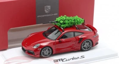 Porsche 911 (992) Turbo S Christmas Edition with Xmas tree carmine 1:43 Minicham - Image 1 of 4