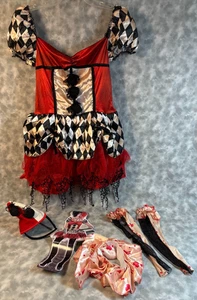 NUEVO Conjunto de Disfraz de Payaso Arquelina Bufón Espeluznante - Collar/Guantes/Sombrero Talla 4-6 - Imagen 1 de 23