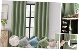 Room Darkening Curtains for Bedroom 50"W x 84"L (Pack of 2) Herringbone Green - Picture 1 of 8