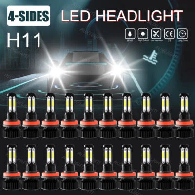 Kit de faros LED H11 H9 de 4 lados bombilla de haz alto/bajo súper brillante 6500K blanco 20 piezas Foto 1 de 4