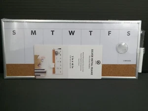 U Brands Weekly Magnetic Dry Erase Planner Board Silver Metal Frame 16X7 - Picture 1 of 4