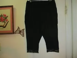 Roaman's - Navy Blue Stretchy Knit Leggins with Lace - Size L (18/20) - Picture 1 of 4