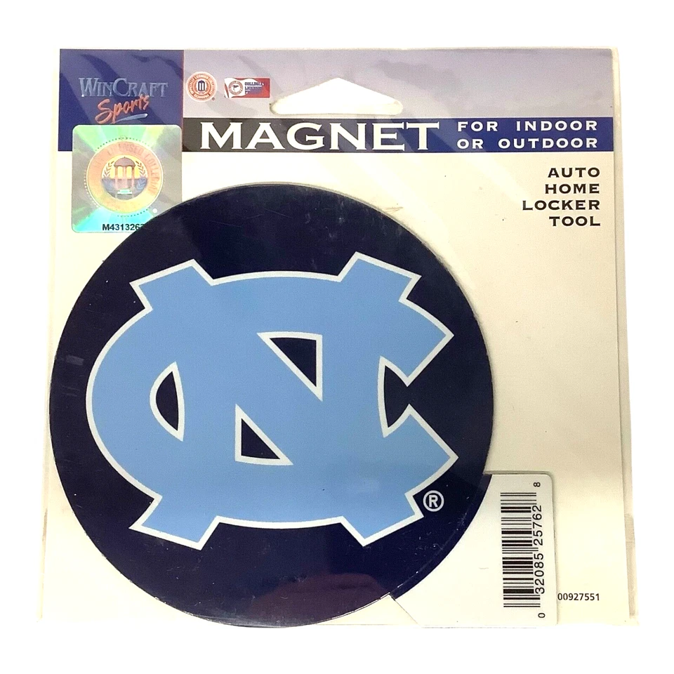 NCAA Carolina del Norte Tacones Alquitranados Imán Azul 4” Redondos por WinCraft Troquelados NUEVO Foto 1 de 1