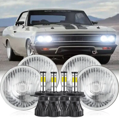 4pcs Round 5.75" 5-3/4" LED High/Low Headlights For Ford Gran Torino 1972-1976 - Image 1 of 4