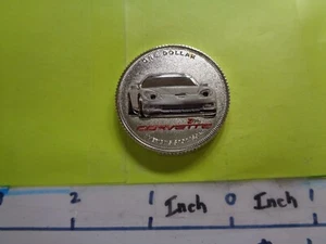 2008 CORVETTE WHITE Z06 LIGHT-UP COLORIZED GM 100TH ANN ZINC COIN #A - Picture 1 of 3