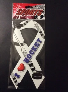 I Love Hockey Magnet Ribbon Fridge Magnet Decoration - Imagen 1 de 2