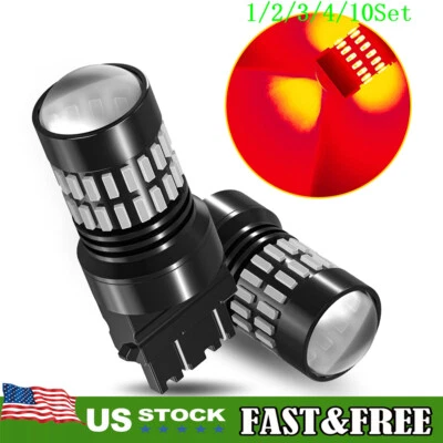 3157 3156 Turn Signal Brake Tail Light Bulb Super Red LED 48H For Ford 1~10Set - Image 1 of 4