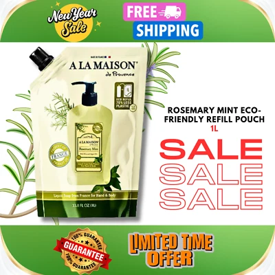 Bolsa de recarga floral/cítricos ecológica A La Maison romero menta 33,8 fl oz Foto 1 de 4