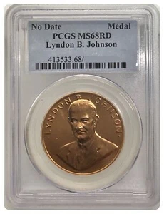 (ohne Datum) Lyndon B. Johnson PCGS MS68RD Bronzemedaille - Bild 1 von 1