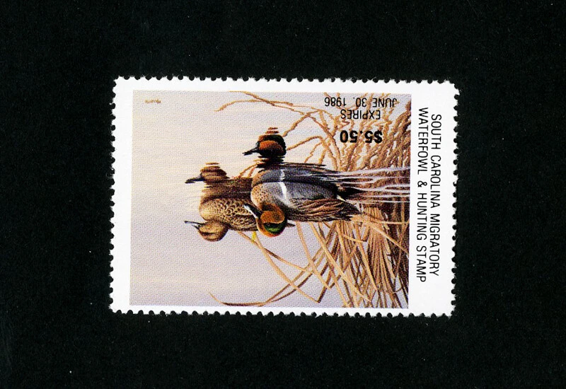 US Stamps # SC 5 XF OG NH South Carolina Duck Stamp Scott Value $60.00 - Image 1 of 1