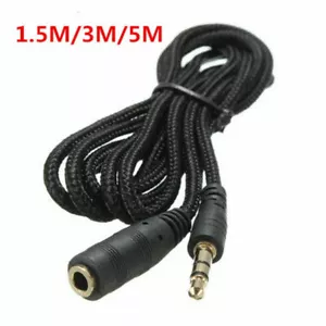 3.5mm Male to Female Stereo Audio Headphone Aux Extension Cord Cable Black - Picture 1 of 7