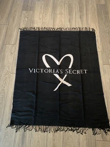 Victoria's Secret Blanket Pink Black VS Logo Couch Decoration Throw 52”× 63” - Picture 1 of 8