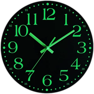 Reloj de Pared, Reloj de Pared de 12 Pulgadas Funciona con Pilas, Reloj de Pared Brilla en la Oscuridad, Noche L - Imagen 1 de 12