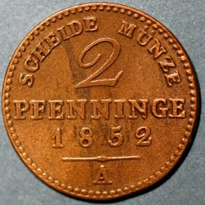 German States PRUSSIA 2 Pfennig 1852 A KM# 452 - Picture 1 of 2