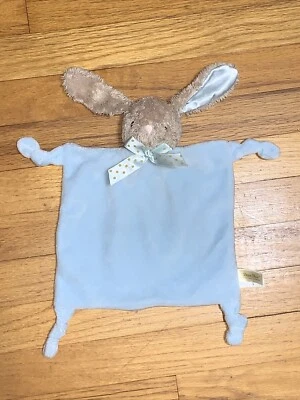 Dan Dee 兔子蓝色结饰毛绒摇铃安全毯/Lovey — 第 1/2 张图片