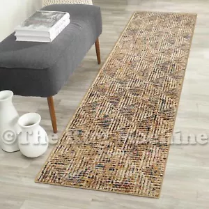 COAST COLOURFUL GOLD DIAMOND MAZE DESIGNER MODERN RUG RUNNER 80x400cm **NEW** - Picture 1 of 6