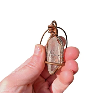 Raw Clear Quartz Crystal Copper & Silver Wire Wrap Pendant Artisan Jewelry Gift - Picture 1 of 10