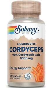 Solaray Organically Grown Fermented Cordyceps 500 mg 60 VegCaps Gluten-Free,
