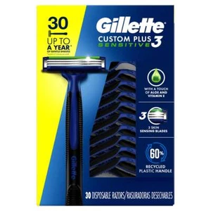 Gillette Custom Plus3 Disposable Razors - 30 Count + Free Shipping - Picture 1 of 1
