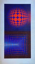 Farbdruck Victor Vasarely Vega Pauk 103 Nr. 5369 85 x 46 cm