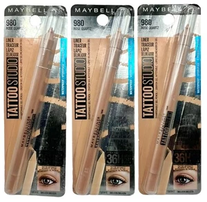 3 Pack Maybelline Tattoo Studio Sharpenable Gel Eyeliner Pencil 980 Rose Quartz - Picture 1 of 6