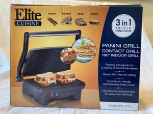 NIB EPN 2976 Elite Cuisine 3 in 1 Panini contract grill indoor non stick - Picture 1 of 8