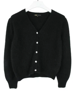 MAJE Jumper Women's LARGE Cardigan Wool Blend V-Neck Button Up Black - Picture 1 of 10