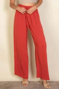 Women's Pants Drawstring Waist Wide Leg Minimalist Stretch Palazzo Pants - Picture 1 of 19
