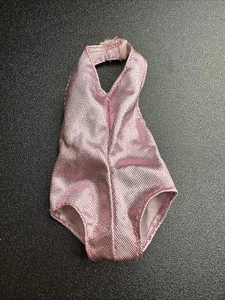 Vintage Metallic Pink Barbie Halter Swimsuit Or Bodysuit - Foto 1 di 2