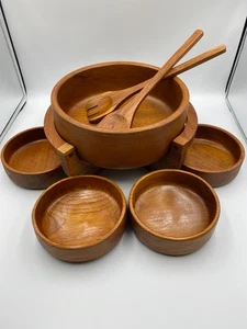 Vintage Gailstyn-Sutton Genuine Teak Salad Bowl. Set of 8. - Picture 1 of 5