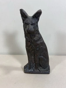 Old Vintage Cast Iron German Sheherd Dog Flat Back Wedge Type Door Stop - Picture 1 of 6