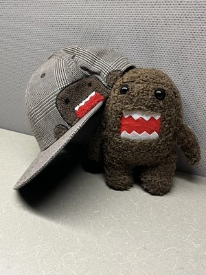 Domo xadrez tweed aba plana remendo de chenille raro boné Houndstooth com pelúcia - Imagem 1 de 4