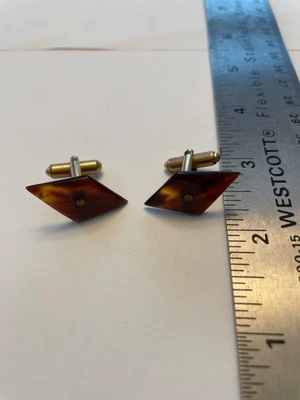 Vintage 1/20th 12K Gold Filled  brown lucite Cufflinks Unbranded - Image 1 of 2