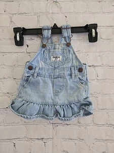 Oshkosh Bgosh 3 MONTHS Denim Overall Dress Skirt Vestback BABY GIRLS - Picture 1 of 4