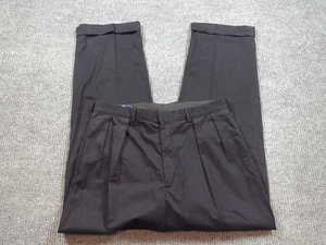 Pantalones Polo Ralph Lauren 35x32 negros plisados chinos elásticos puños mezcla de algodón - Imagen 1 de 11