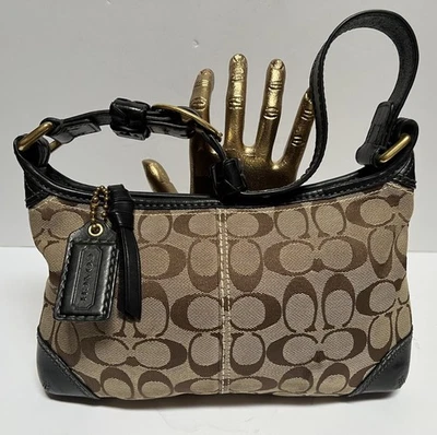 Bolso de Hombro Coach 11430 Legacy Y2K Signature Cuero Jacquard Caqui Marrón Foto 1 de 4