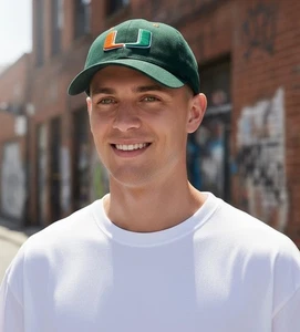 Vintage Zephyr Fitted Hat 7 1/8 Miami Hurricanes U Logo Green Orange Wool - Picture 1 of 8