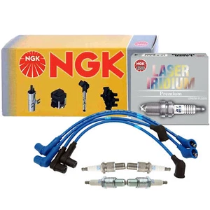 NGK ZE81 Spark Plug Wires and 4 Laser Iridium Spark Plugs Kit For Mazda RX-8 - Picture 1 of 1