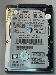 HGST 0J38105 HTS545050A7E362 500GB 5.4K RPM 16 MB Cache 3Gb/s 2.5" SATA HDD - Picture 1 of 4