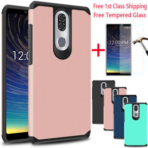 For Coolpad Legacy/Coolpad Alchemy Shockproof Armor Rubber Case+Tempered Glass