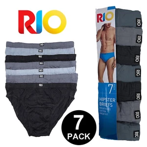 Rio 7 Pack Bulk Mens Cotton Plain Hipster Briefs Undies Underwear Grey Black - Bild 1 von 9