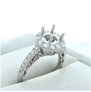 DIAMOND SEMI MOUNT ENGAGEMENT RING HALO MOUNTING 18K NEW - Picture 1 of 4