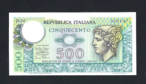 REPUBBLICA- BIGLIETTO DI STATO 500 LIRE MERCURIO 14 FEBBRAIO 1974 FDS UNC - Foto 1 di 2